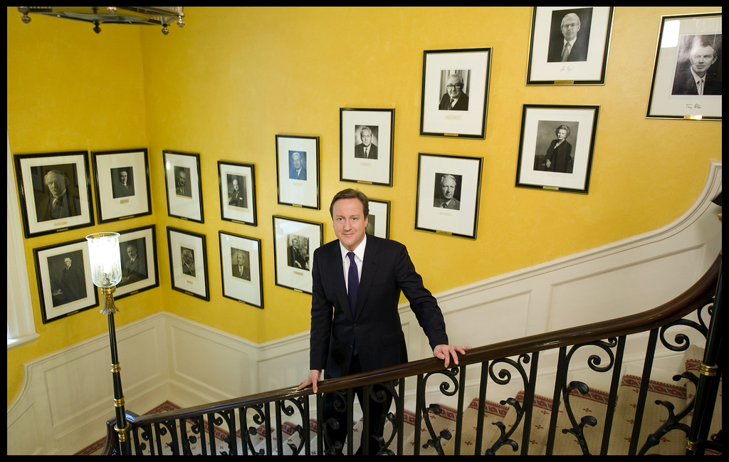 David Cameron on the stairs in Number 10 Downing Street, Flickr