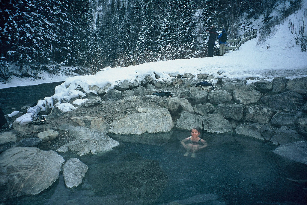 lussier hot springs in winter near Kimberley, BC in