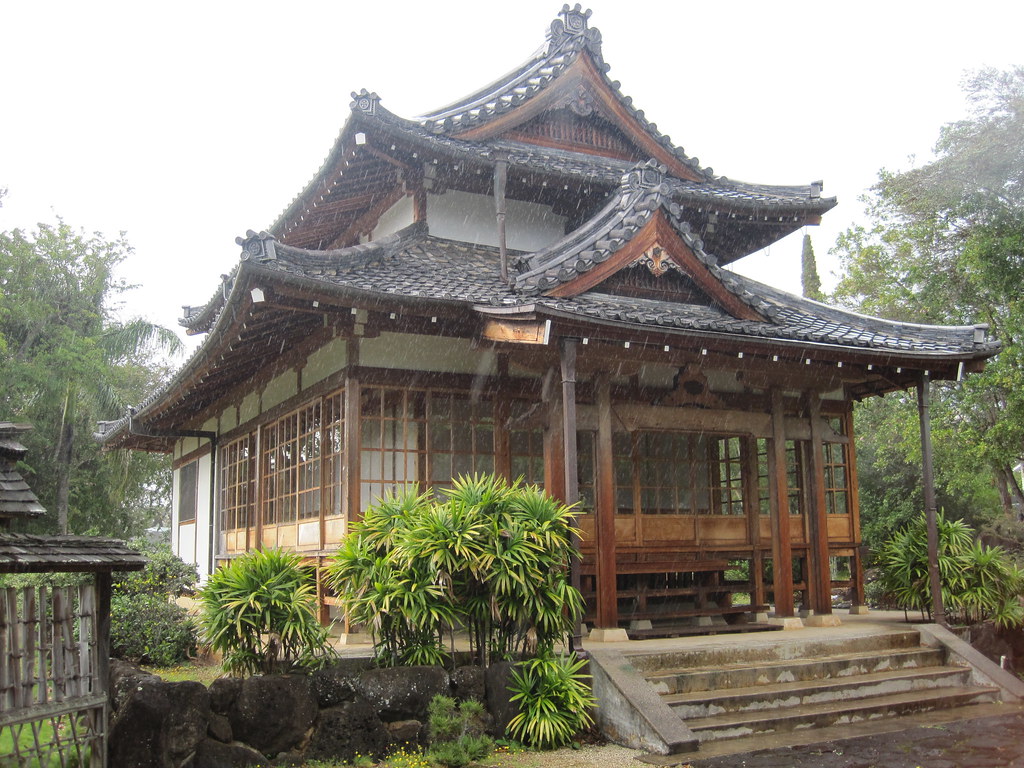 Japanese tea house in the rain, Tenri Cultural Center, Hon… Flickr