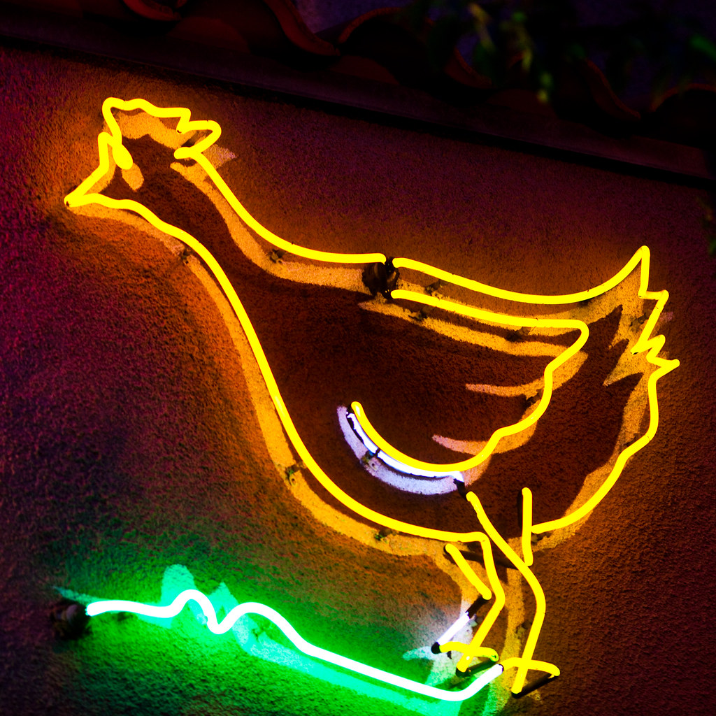 Why'd the Neon Chicken Cross the Road? Gus's Barbeque Inc … Flickr