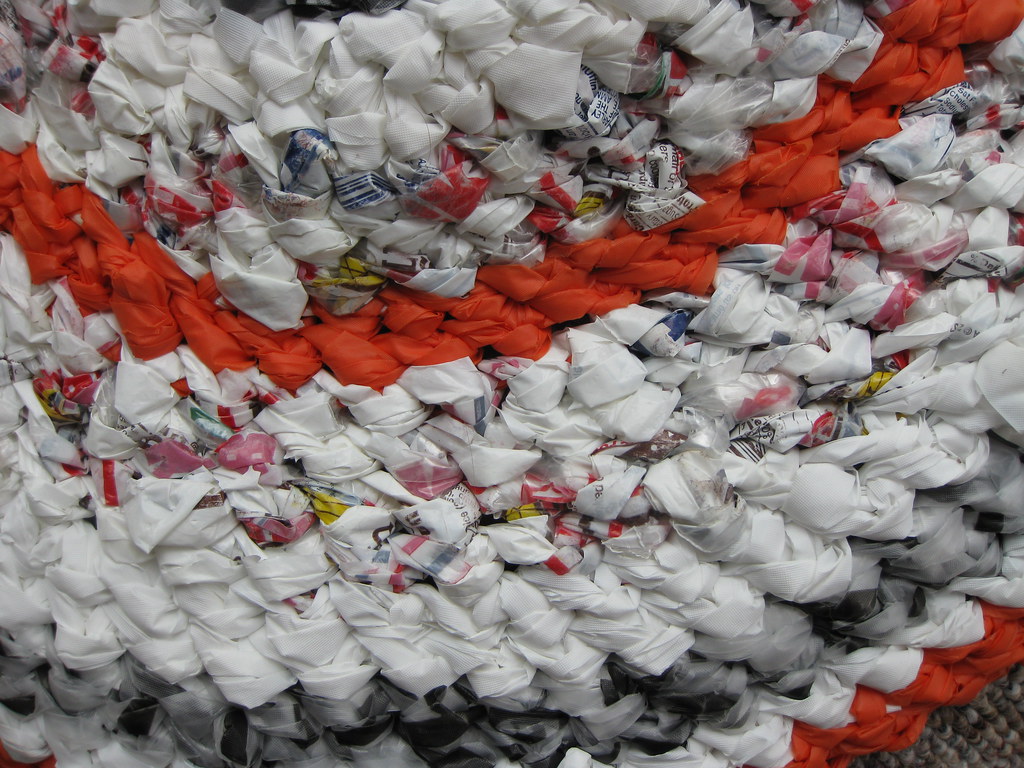 Recycling, Crocheting & Green Crafting Rug made from