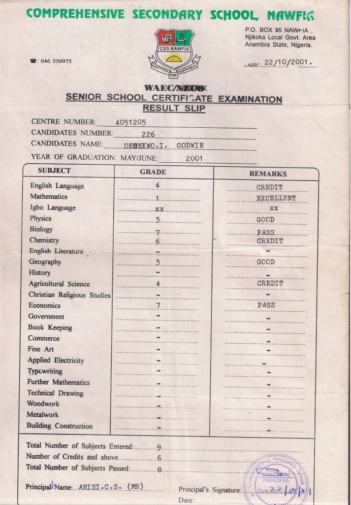 Secondary School Result WASSCE GODWIN OKONKWO Flickr