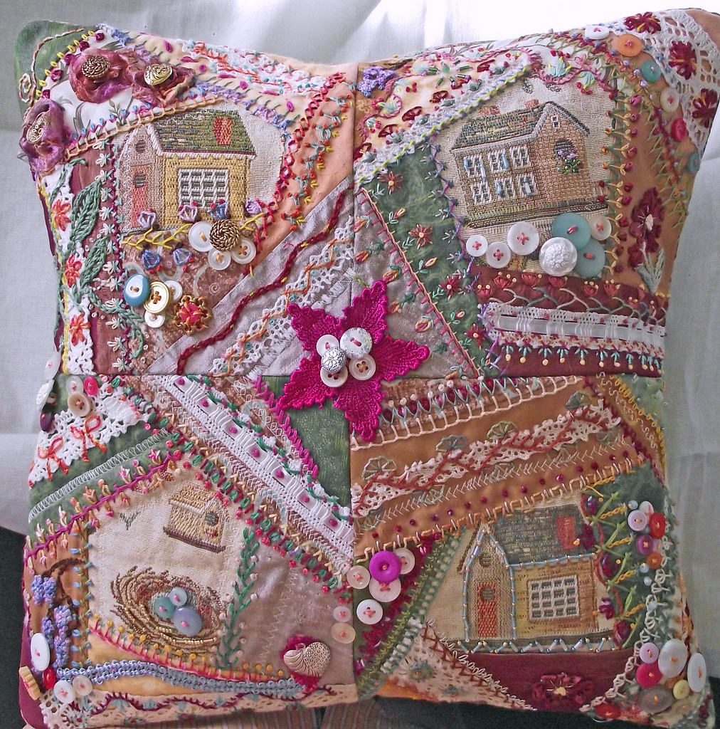Encrusted Crazy Quilt Pillow TextileTraveler Flickr