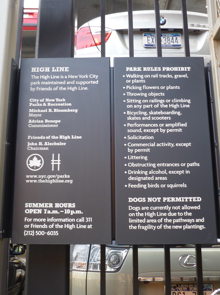 High Line Park Rules, NYC Portion of sign reads The Higâ€¦ Flickr
