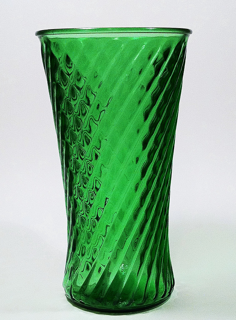 Large green glass swirl vase Vintage green glass vase with… Flickr