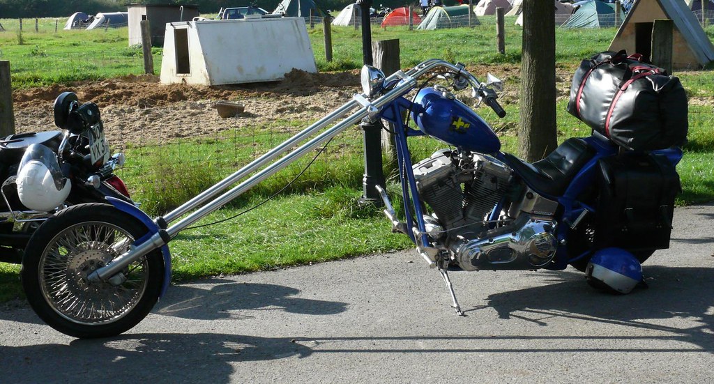 Harley Davidson long fork chopper blue l stkone Flickr