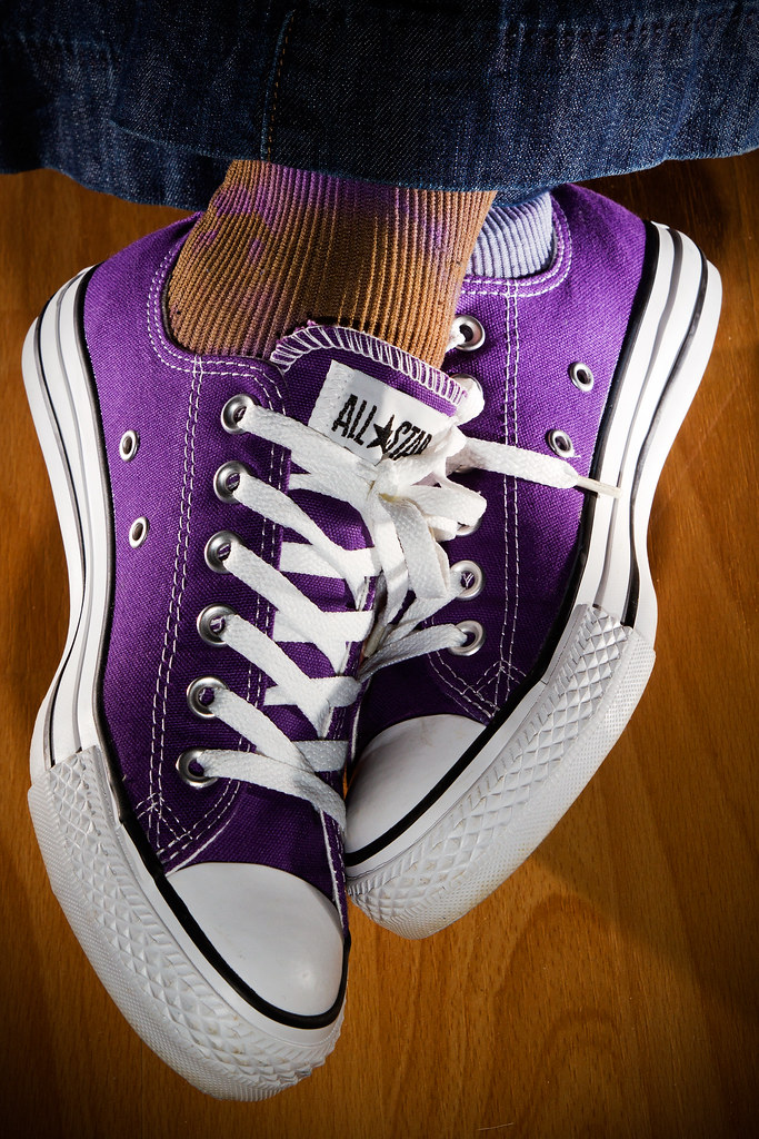Converse Marcela's new purple Converse. Strobist info