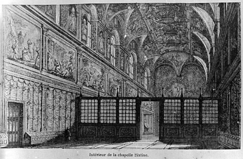Estampe représentant l'intérieur de la Chapelle Sixtine, V Estampe représentant l'intérieur de la Chapelle Sixtine, V
