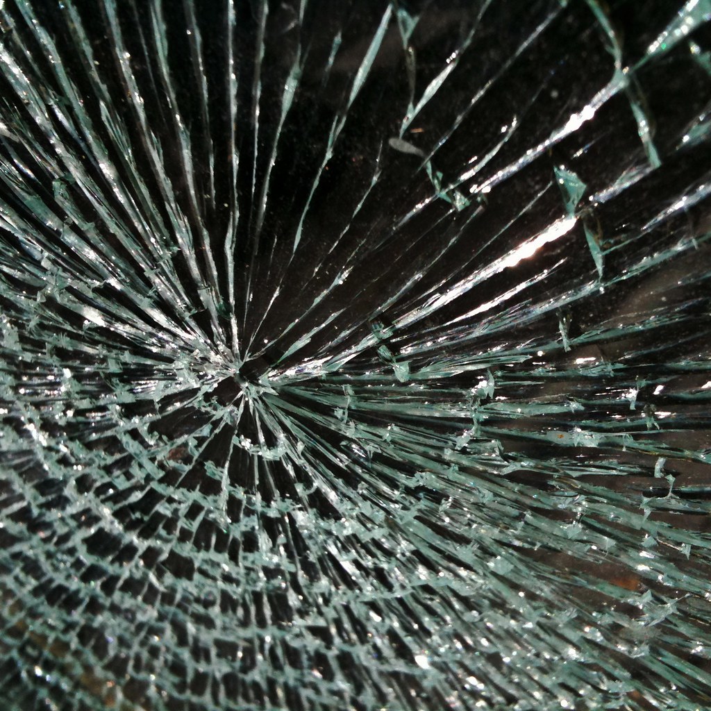 Shattered Glass Shattered shopfront glass window on Grote … Flickr