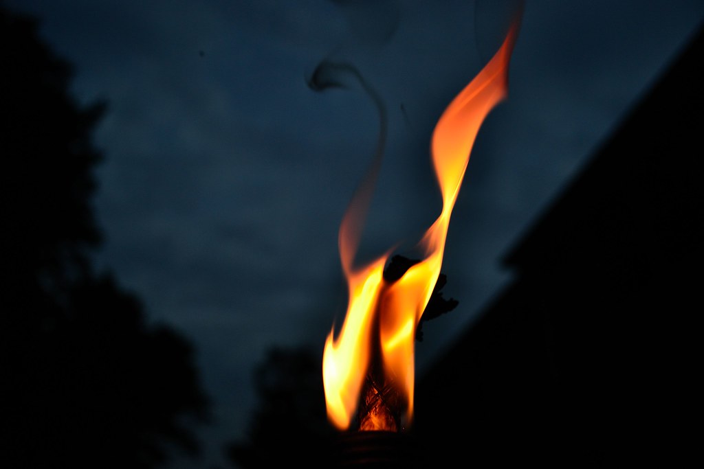 Wisp of fire The flame from a tiki torch. I love how the