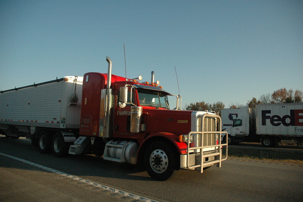 Semi Truck Semi trucks drive along Interstate 70 near Boon… Flickr