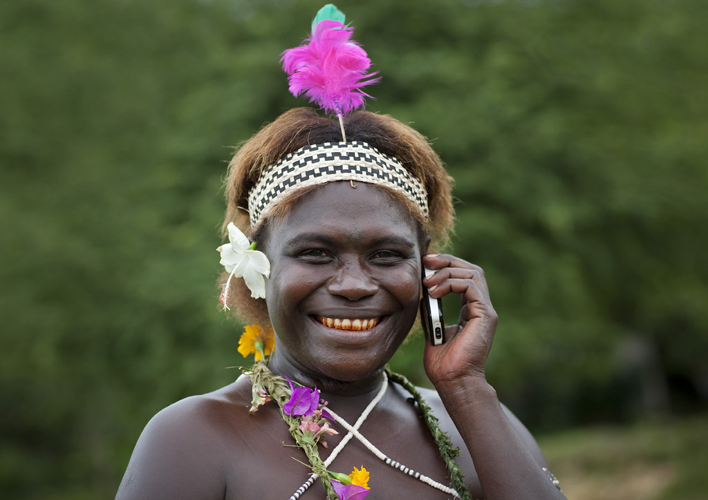 Bougainville woman on the phone Papua New Guinea Flickr