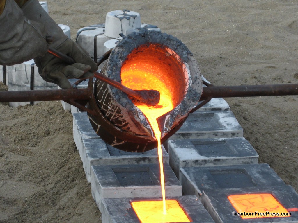 Casting Molten Metal Molten metal is carefully poured into… Flickr