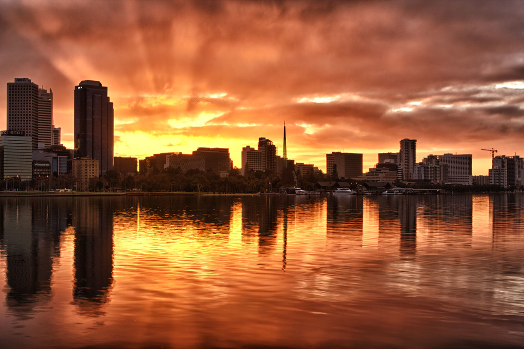 Perth Sunrise Sun rising over the city of Perth WA ,HDR 8e… Flickr