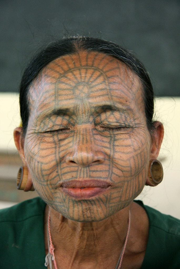 Traditionally tattooed lady in the Chin state, Myanmar Flickr