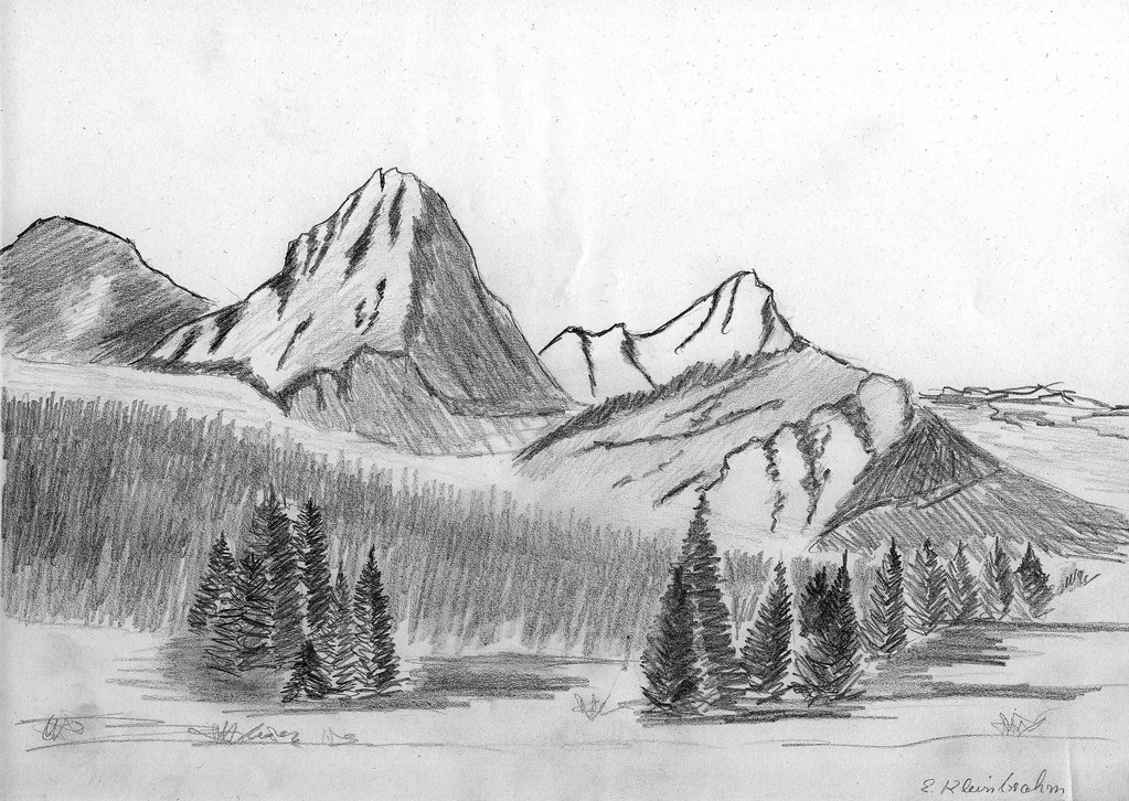 Bergwelt / Mountains Bleistiftzeichnung / pencil drawing Johanna Kleinbrahm Flickr