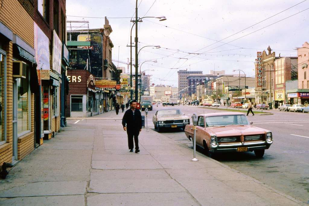 Main Street at junction with Henry Avenue, Winnipeg 1969 Flickr