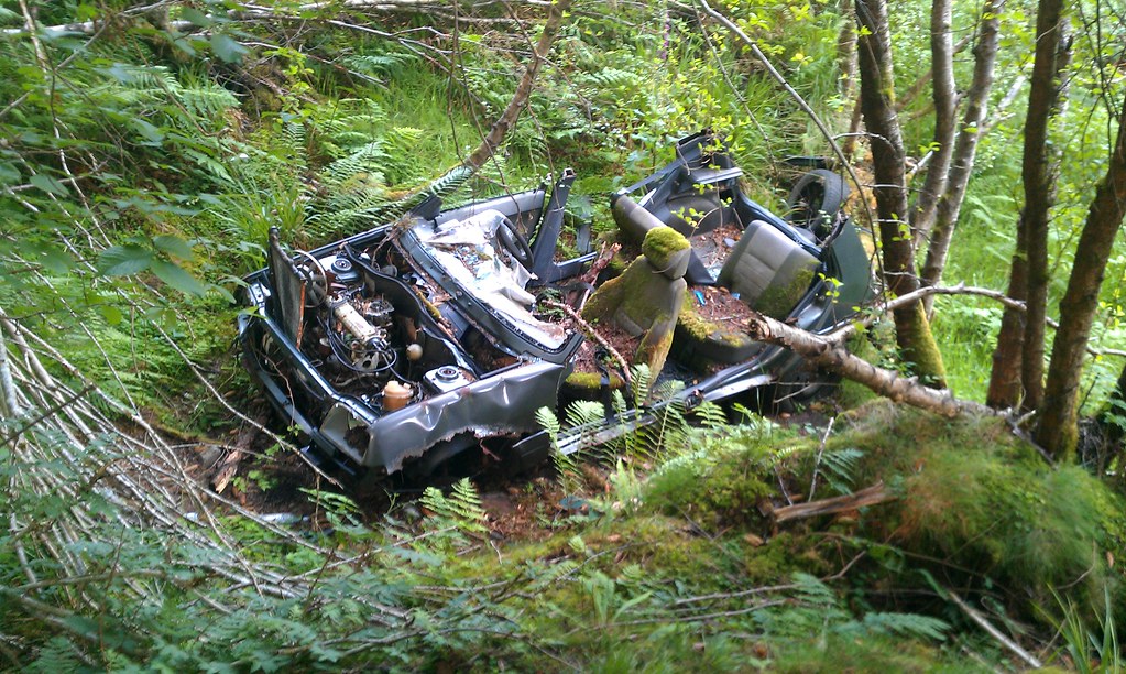 car crash in the woods Found this in the woods, along with… Flickr