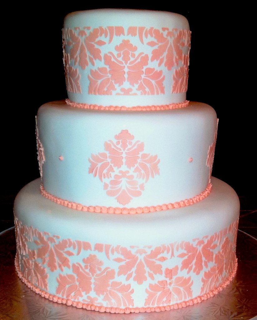 Damask Stencil Wedding Cake CakeGirlKC Flickr