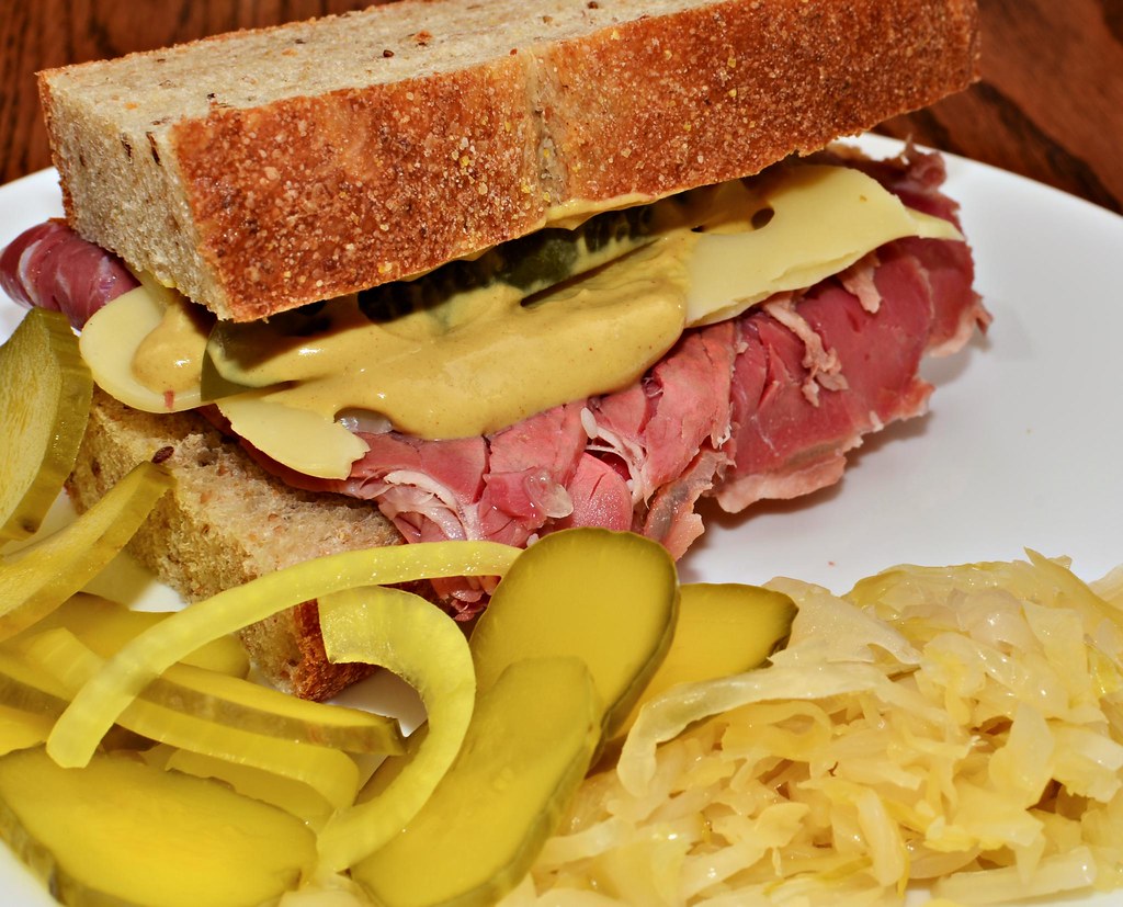 All sizes Mmm... Corned beef and Swiss on deli rye with Dijon and