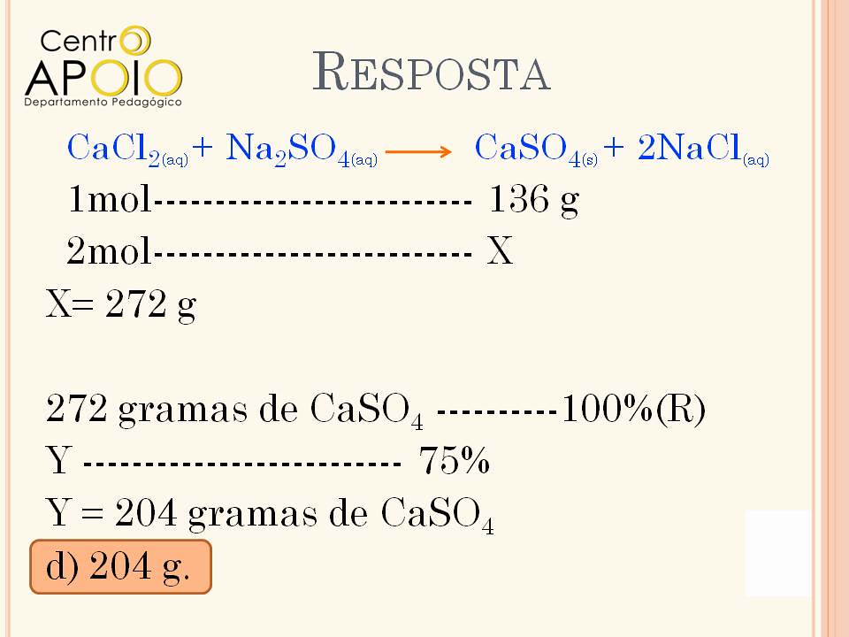 CALCULO ESTEQUIOMETRICO EXERCICIOS RESOLVIDOS PDF
