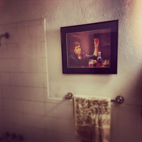 Scarface in the bathroom. Real boss bathroom. DeMarco Lewis Flickr