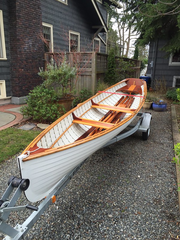 Whitehall rowing skiff for recreational rowing.
