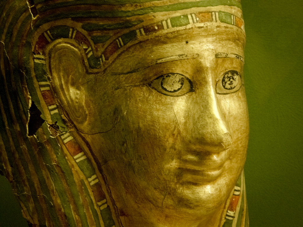 Egyptian Face Mask Decorated with gold leaf and paint. Ros… Flickr