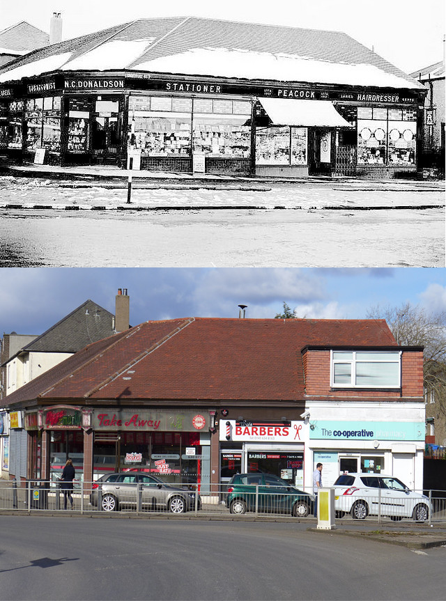 croftfoot roundabout then and now The shops on Croftfoot r… Flickr