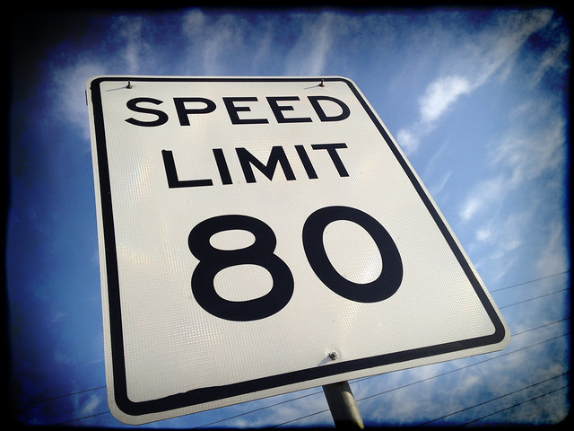 Speed Limit 80mph 80 Miles Per Hour Sign Route 130 Austin Texas CNC1881