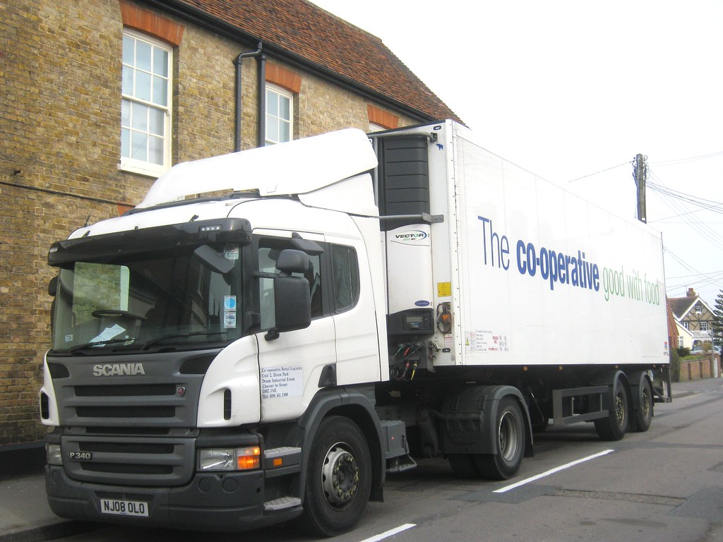RDC lorry delivering to Earls Colne Coop (Apr13) Mike Hedgethorne