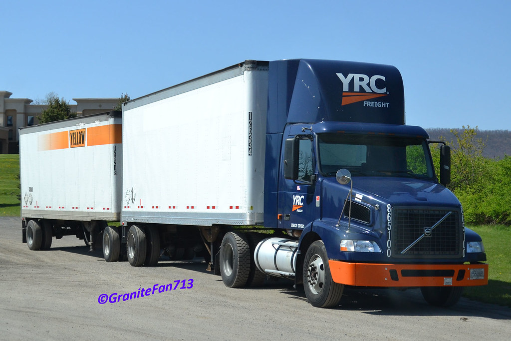 YRC Freight Volvo VNM with Doubles Trucks, Buses, & Trains by
