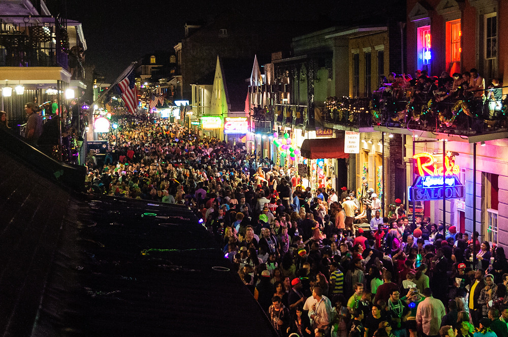 Bourbon Street Bourbon Street from a balcony, Mardi Gras 2… Craig