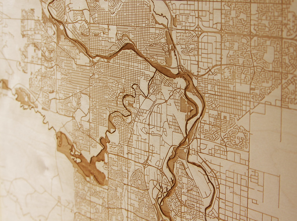 Laser Engraved Calgary Map Experimenting with engraving se… Flickr