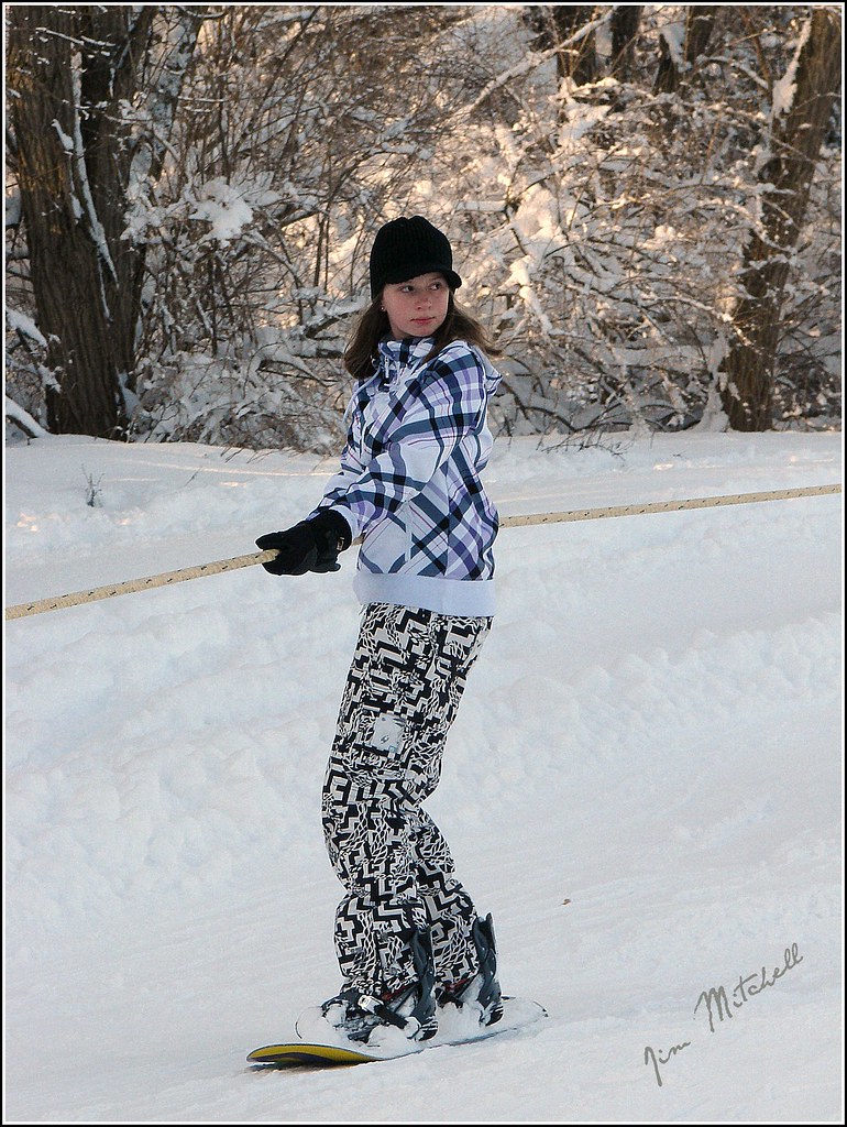 "Uphill snowboard" Taking the rope tow back to the top. No… Flickr