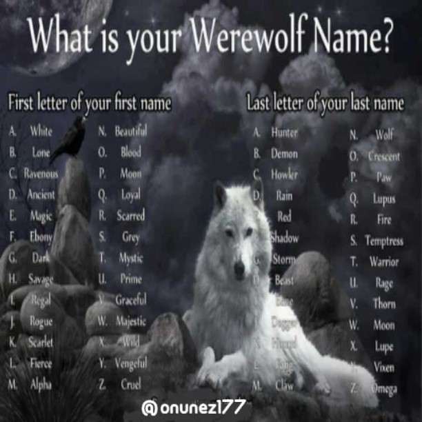 werewolf name first last letter wolf animals blood… Flickr