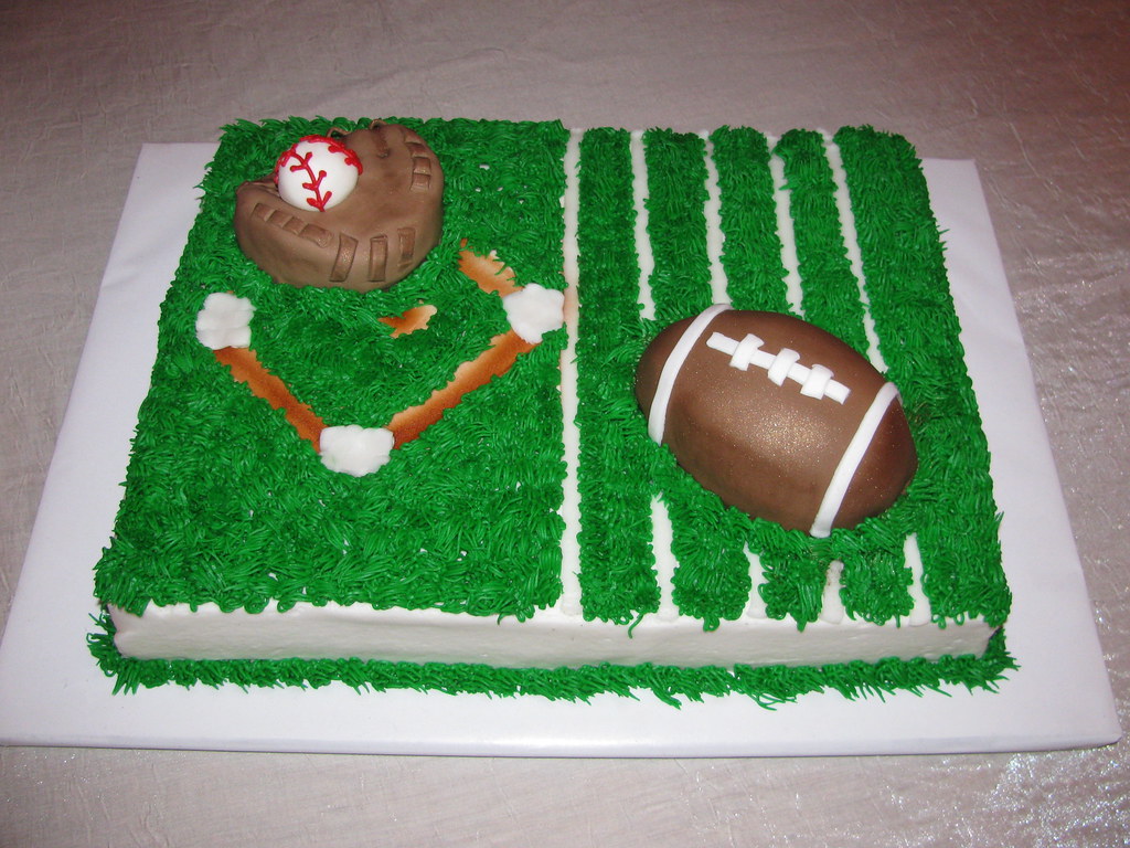 Football/Baseball Groom's Cake Chocolate cake with butterc… Flickr