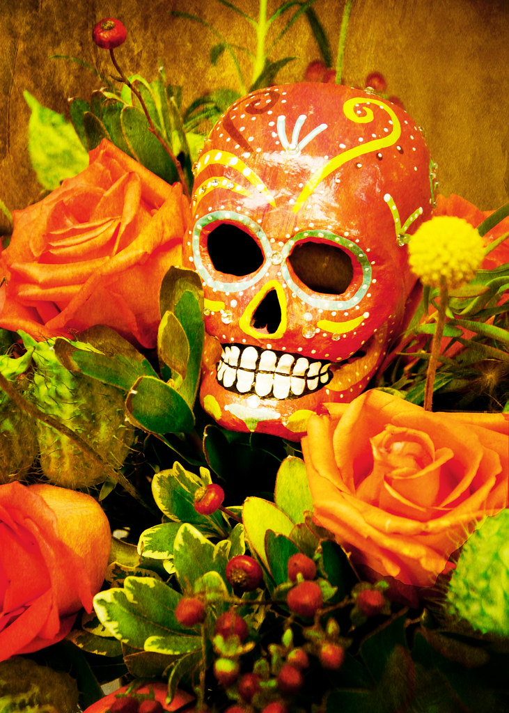 Halloween Floral Arrangement This skull floral arrangement… Flickr
