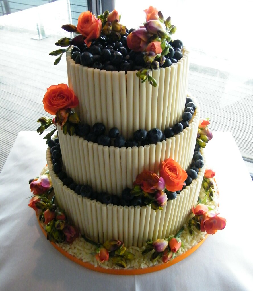 3 Tiered White Chocolate & Blueberry Wedding Cake A Cherry On Top
