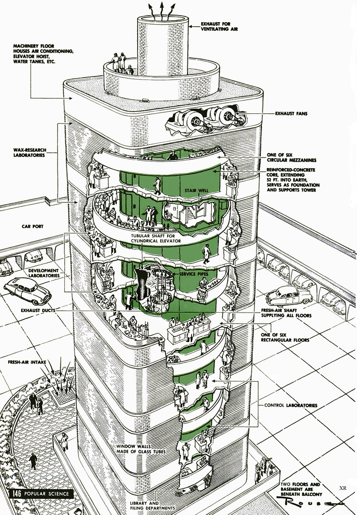 1950 Johnson Wax research tower Frank Lloyd Wright Flickr