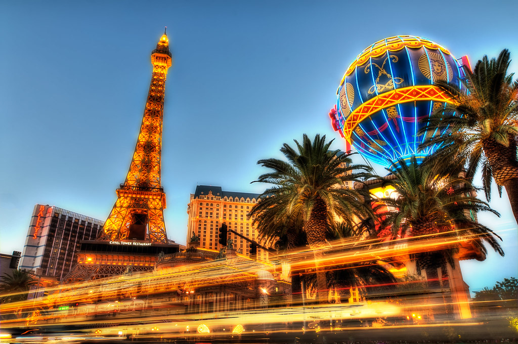 Paris Hotel Las Vegas Light Trails on the Strip Hi