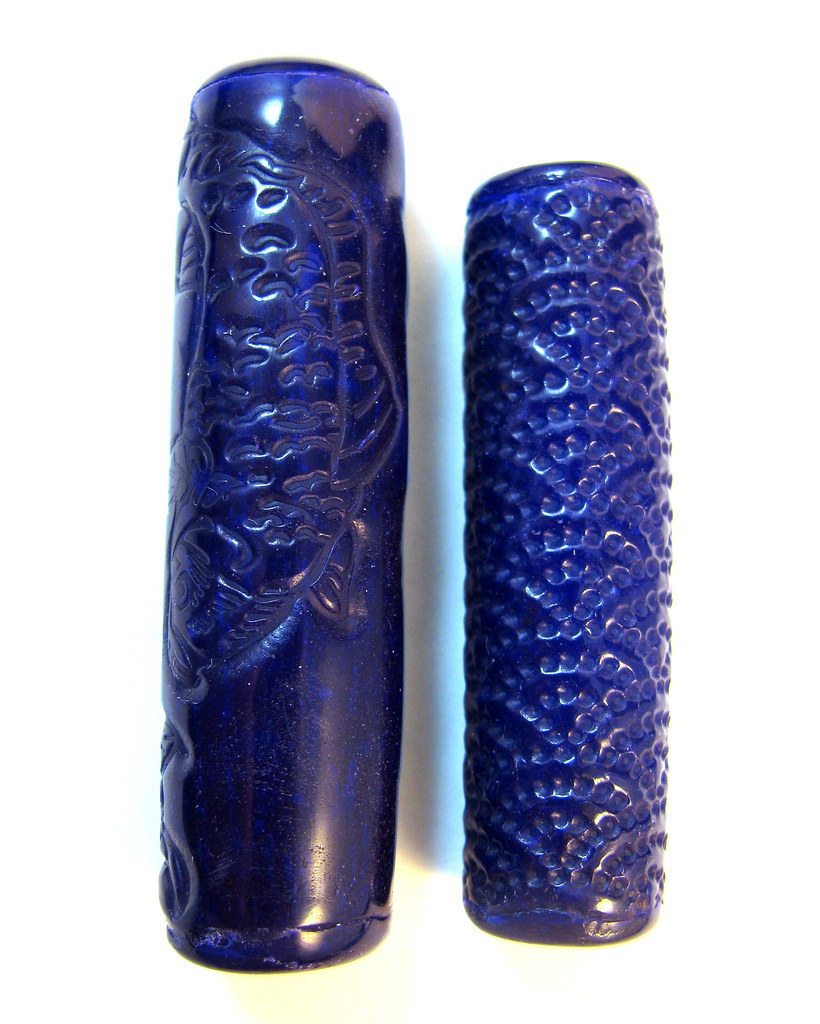 Faux Cobalt Blue Glass Cylinder Focal Beads Lynda Moseley Diva