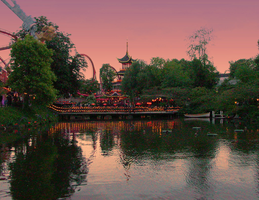 Twilight at Tivoli Tivoli Gardens, Copenhagen, Denmark. Trish