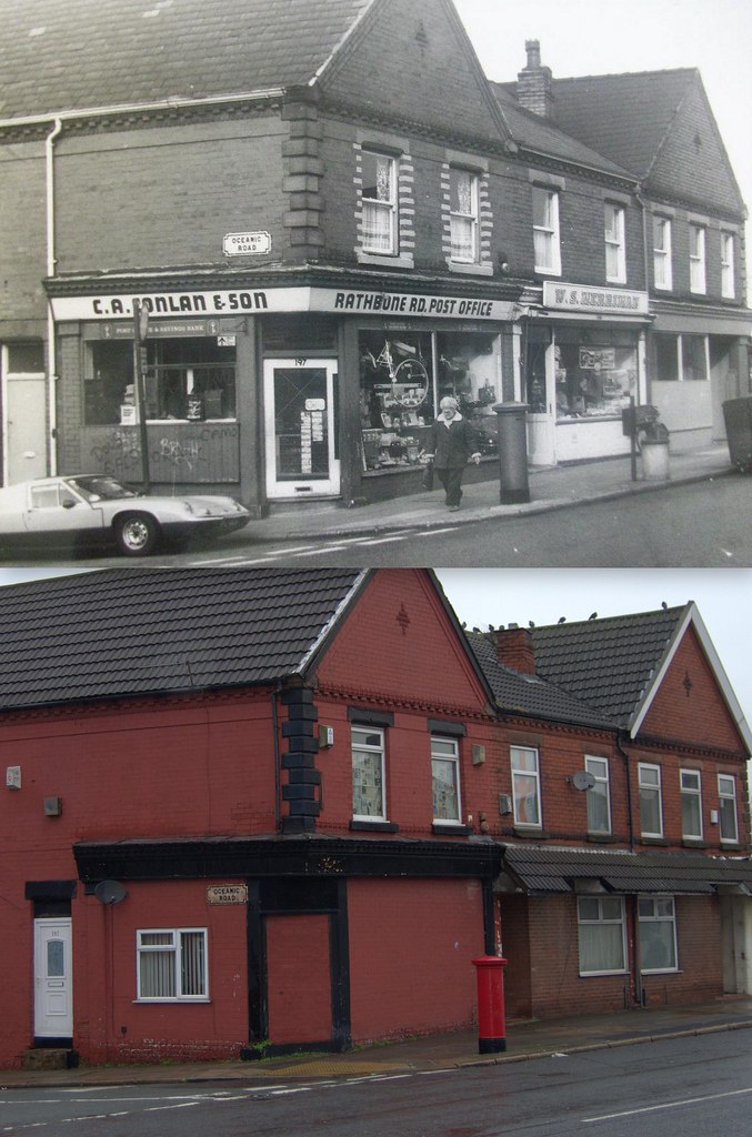 Rathbone Road and Oceanic Road, Old Swan 1975 and 2012 Flickr