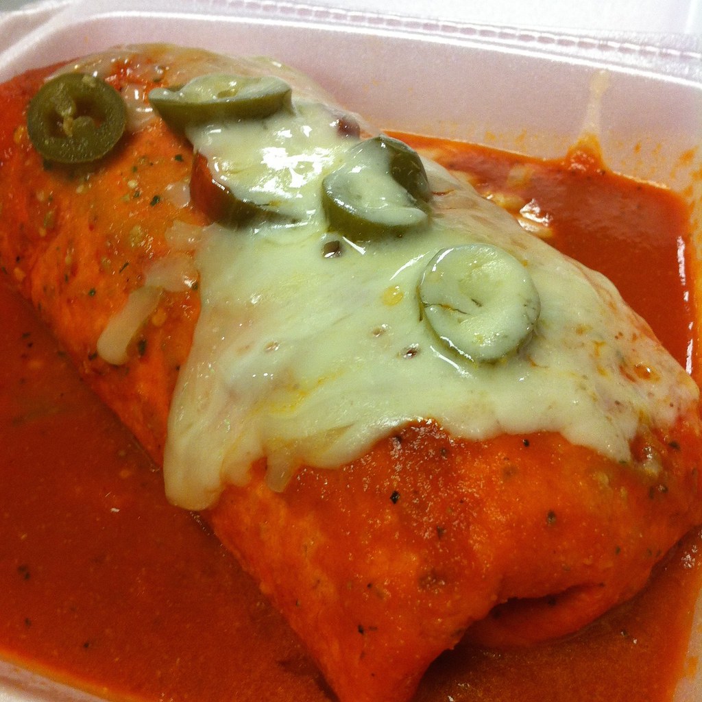 Burrito Factory, Austin veggie burrito suizo with chipotle… Flickr