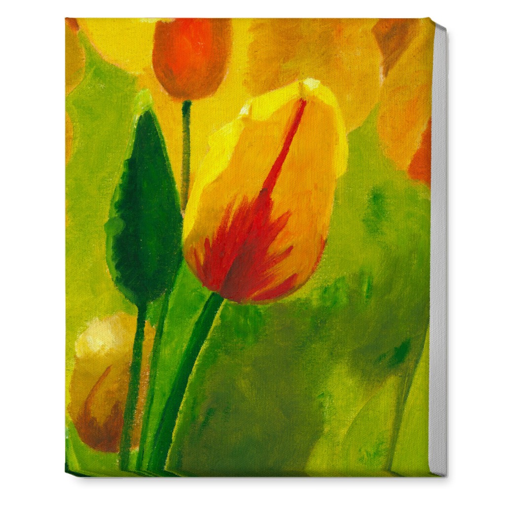 Tulip Hand Painted Oil Orange and Green Wall Art Shutterfly
