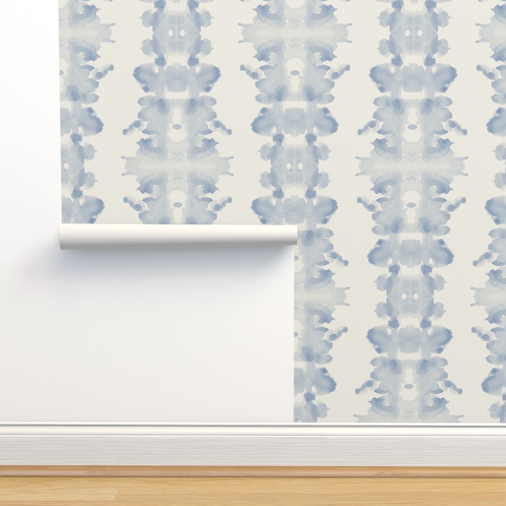 Double Inkblot Light Blue and Cream Wallpaper Shutterfly