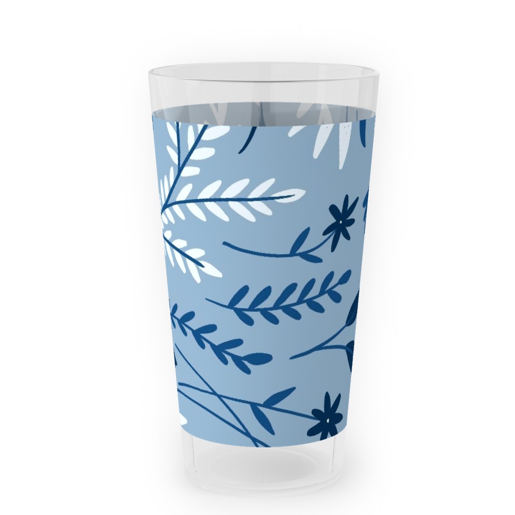 Dotty Floral Blue Outdoor Pint Glass Shutterfly
