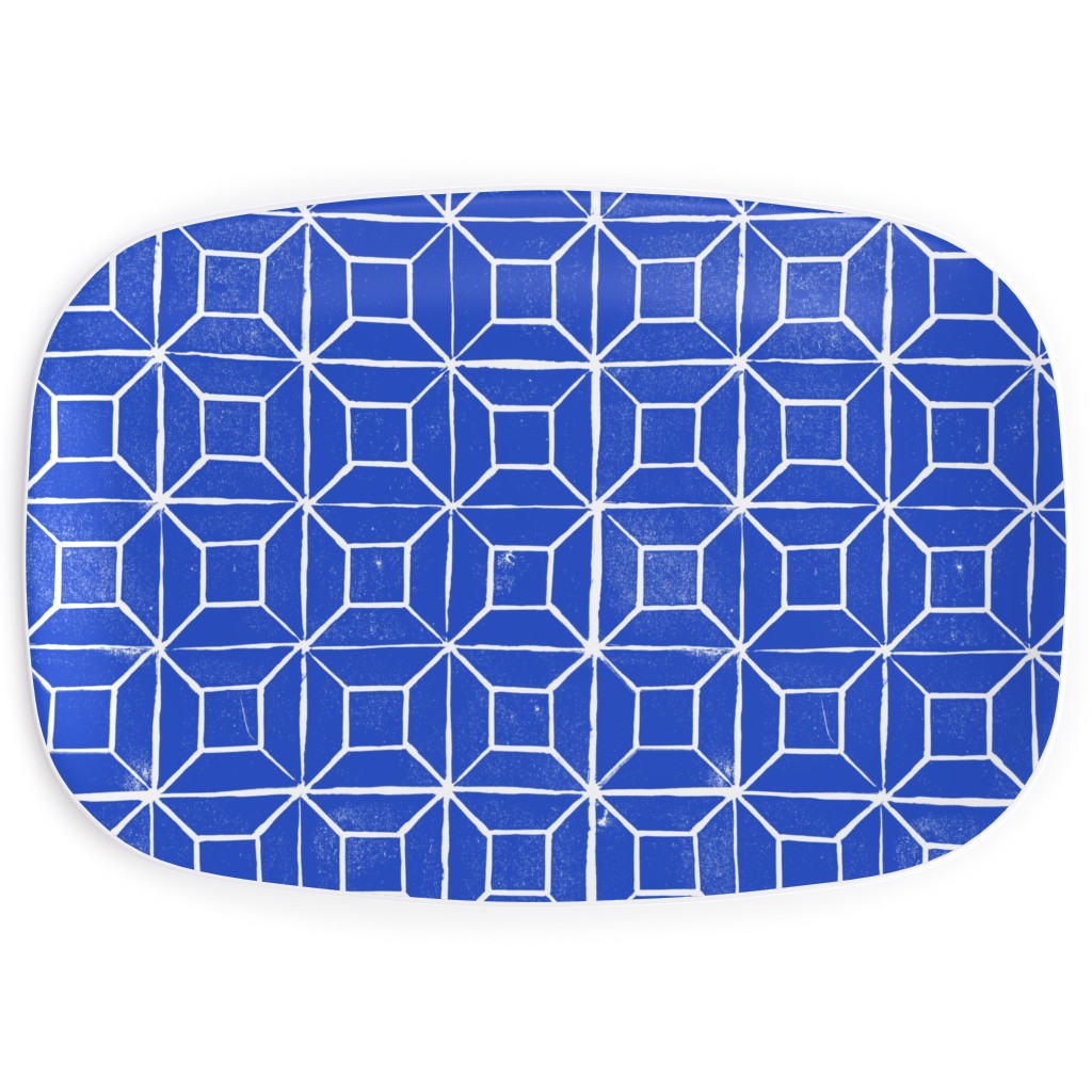 Geometric Lino Cobalt Serving Platter Shutterfly