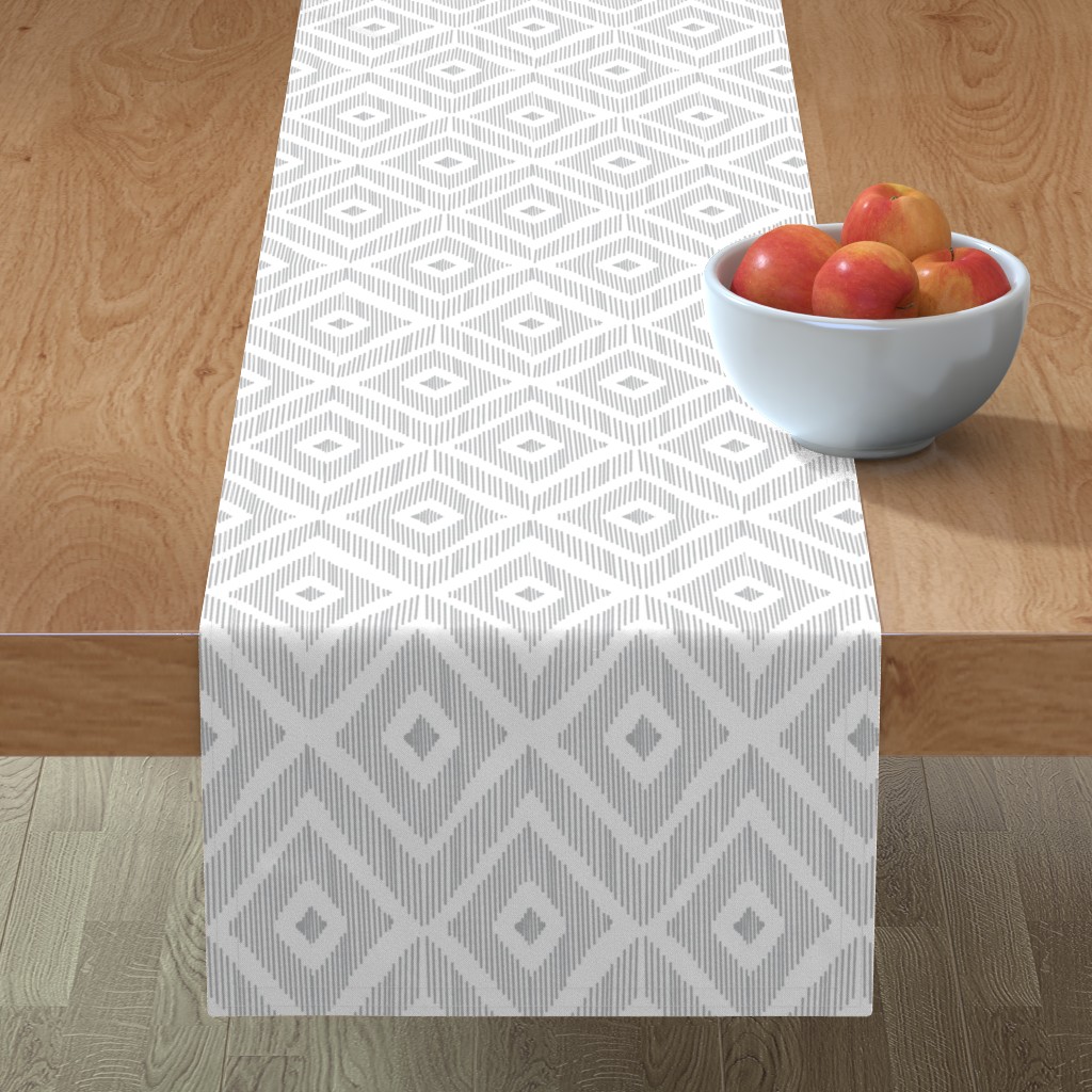 Ikat Gray and White Table Runner Shutterfly
